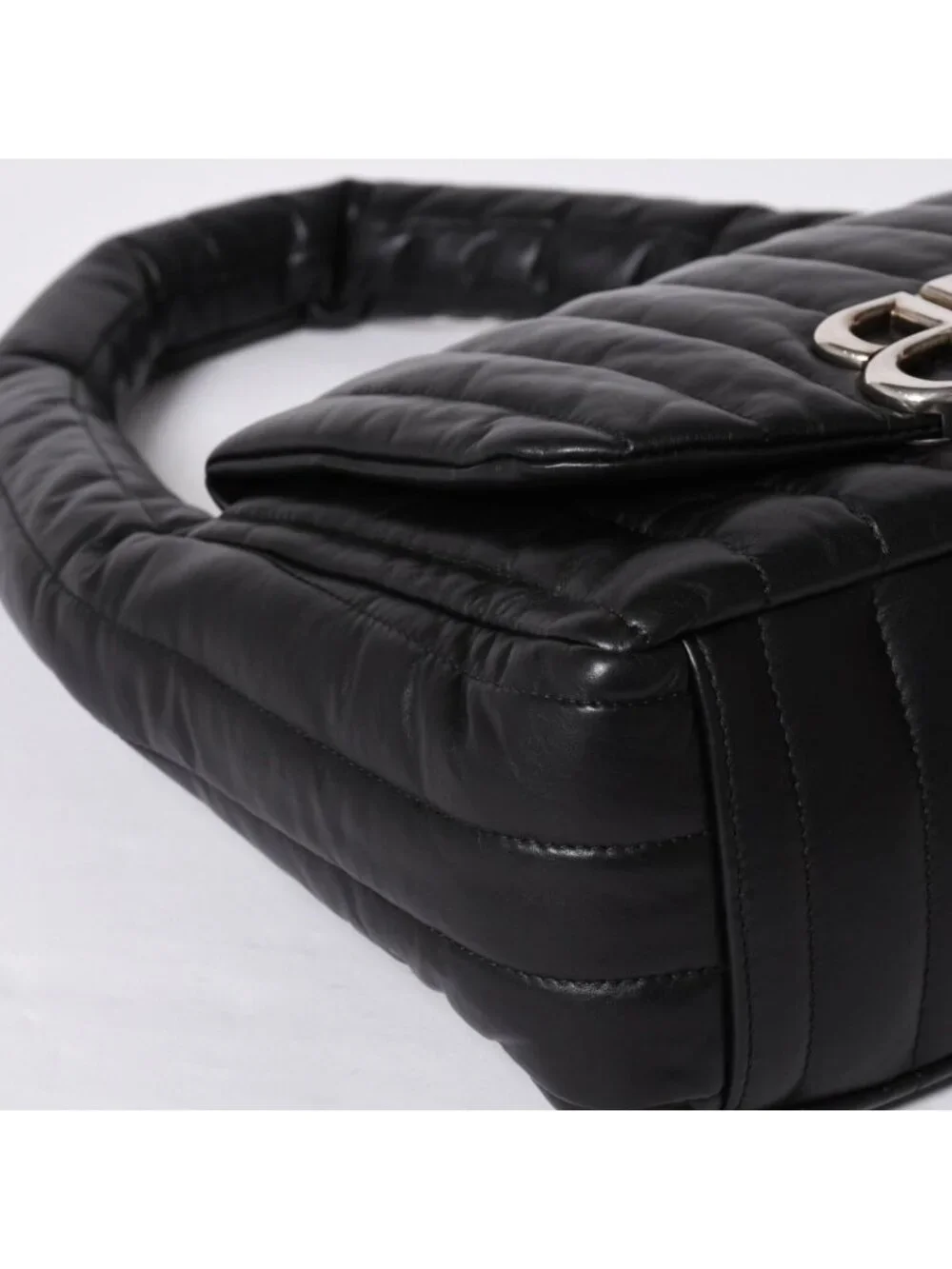 Balenciaga Monaco Shoulder Bag Black Silver Calfskin